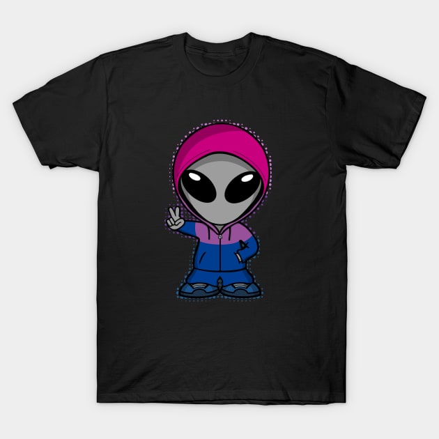 Space Alien Bi Pride Colors T-Shirt by SpaceAlienTees